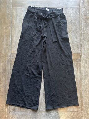 Pink Lily Charcoal Tie-Waist Wide Leg Pants
